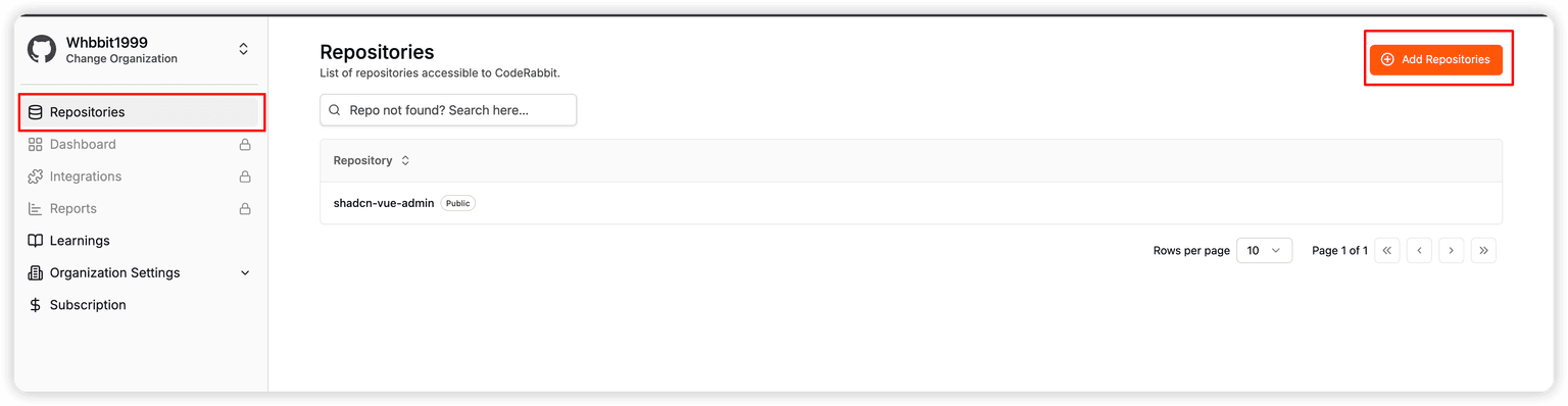 CodeRabbit add Repositories